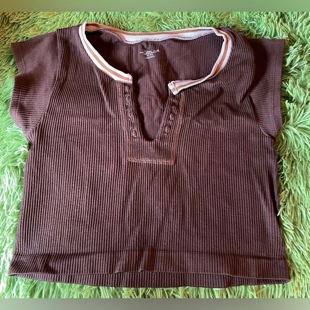 Urban Outfitters Brown UO Go For Gold Crop Top